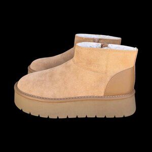 Women’s Tan Platform Ankle Boots, 8